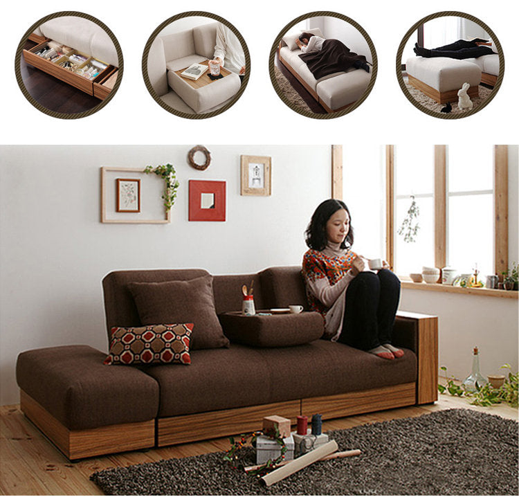 MerryRabbit – 布藝梳化床連儲物腳踏MR-225 Fabric sofa bed with storage foot rest