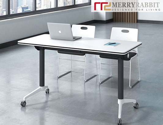 MerryRabbit –多功能折叠可移動會議桌培訓桌MR-JL-001 白色