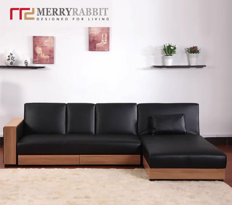 MerryRabbit – 多功能PU儲物梳化床帶貴妃位 MR-226 L-shape multi functional PU storage sofa bed