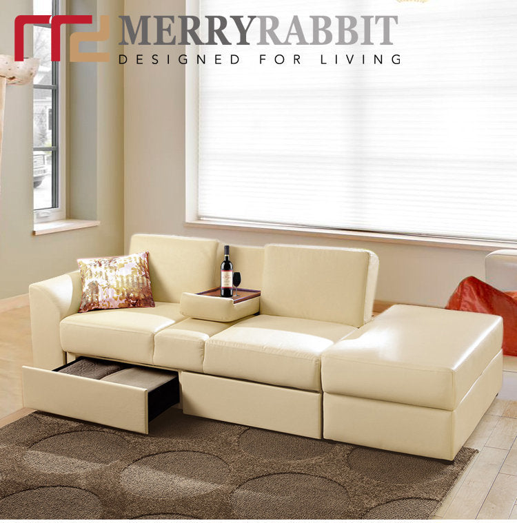 MerryRabbit – PU皮製儲物梳化床MR-106  PU leather storage sofa bed