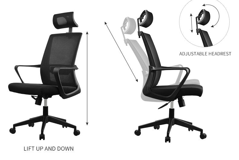 MerryRabbit – 時尚網布轉椅MR-A15 Ergonomic Swivel Mesh Chair with Headrest