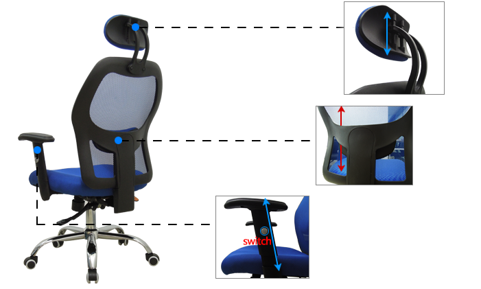 MerryRabbit – 人體工學網布辦公椅MR-875 Ergonomic Office Chair with Headrest