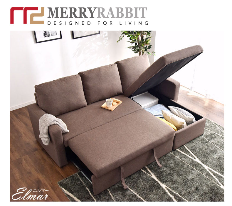 MerryRabbit – 簡約多功能布藝儲物梳化床 MR-312 Multi-functional L shape fabric storage sofa bed