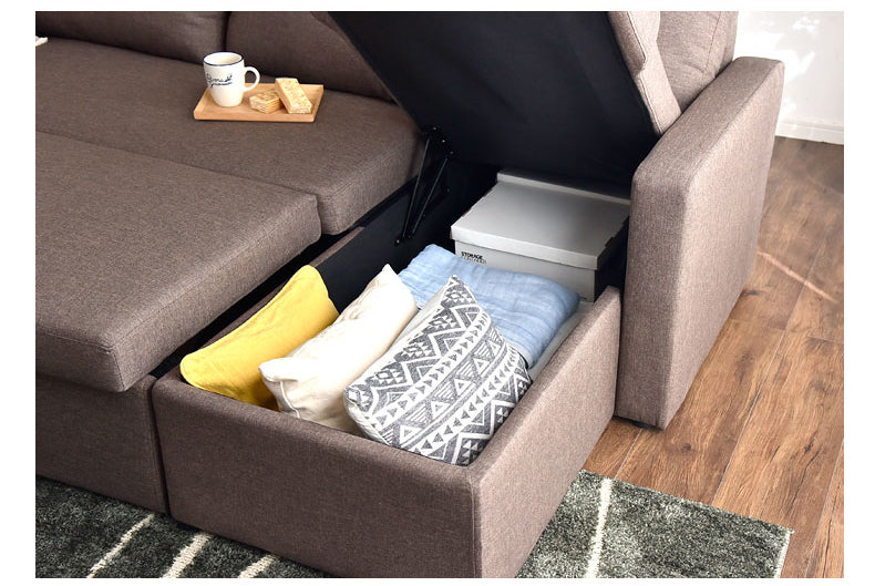 MerryRabbit – 簡約多功能布藝儲物梳化床 MR-312 Multi-functional L shape fabric storage sofa bed