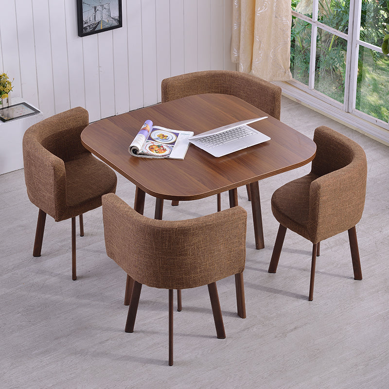 MerryRabbit – 時尚一桌四椅洽談桌餐桌MR-803 1 table with 4 chairs set walnut + grey