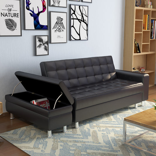 MerryRabbit - 日式小戶型多功能組合PU皮梳化 MR-114 Pu Sofa Bed With Storage Ottoman