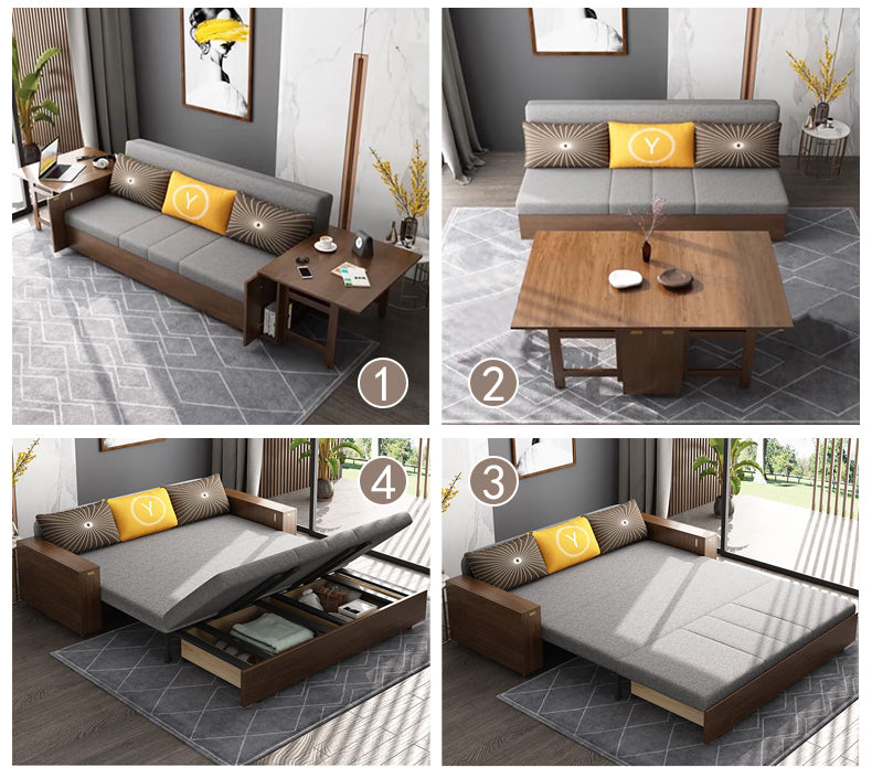 MerryRabbit -136cm多功能創意扶手可折疊儲物布藝沙發床MR-9810 Multi-Functional Creative Folding Storage Fabric Sofa Bed