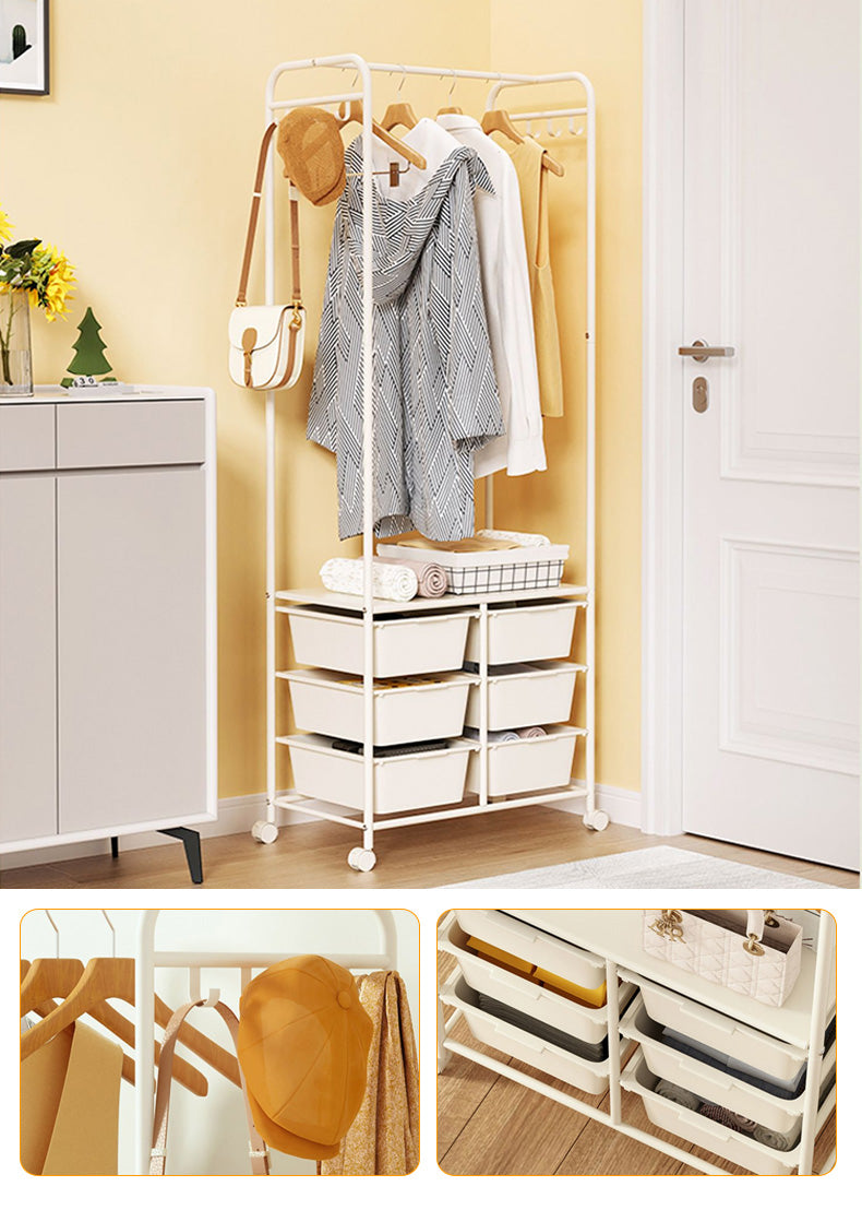 MerryRabbit - 時尚落地收納衣帽架JSZ009-2R Coat hanger with 6 drawers stroage