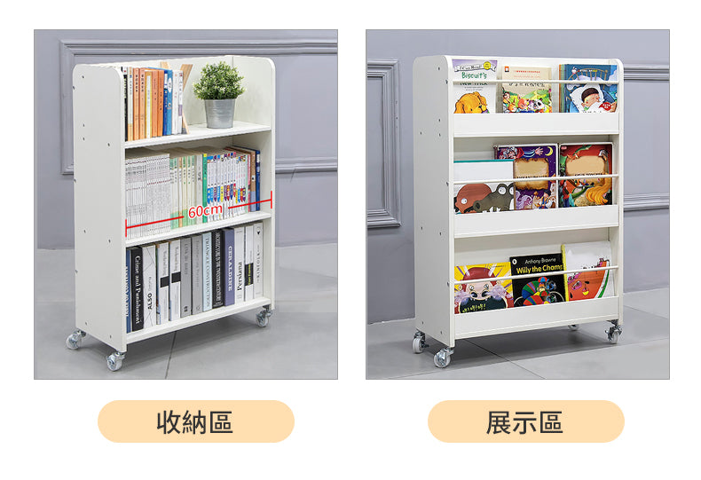 MerryRabbit –  可移動雙面兩用兒童書架雜誌架 JSZ024-1  Movable Double-sided Kid's Bookshelf, Magazine Rack with Storage