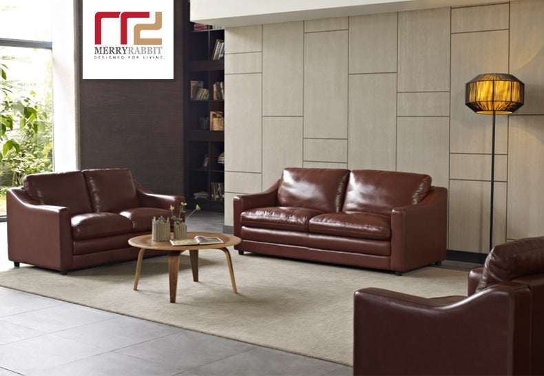 MerryRabbit – 153cm頭層牛皮2人位梳發 MR-1805 Cow Leather 2 Seaters Sofa