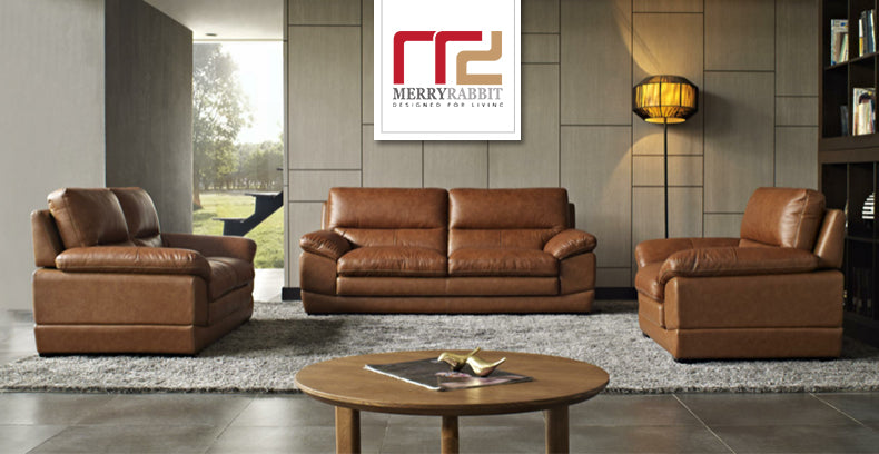MerryRabbit -頭層牛皮203cm3人位梳發MR-1806 Cow Leather 3 Seaters Sofa