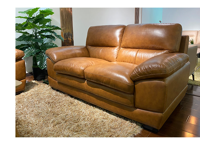 MerryRabbit -頭層牛皮203cm3人位梳發MR-1806 Cow Leather 3 Seaters Sofa