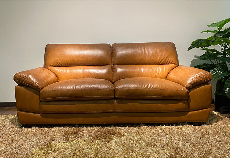 MerryRabbit -頭層牛皮203cm3人位梳發MR-1806 Cow Leather 3 Seaters Sofa