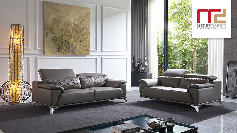 MerryRabbit - 頭層牛皮200cm3位梳化MR-1825 Cow Leather 3 Seaters Sofa with Adjustable Headrest