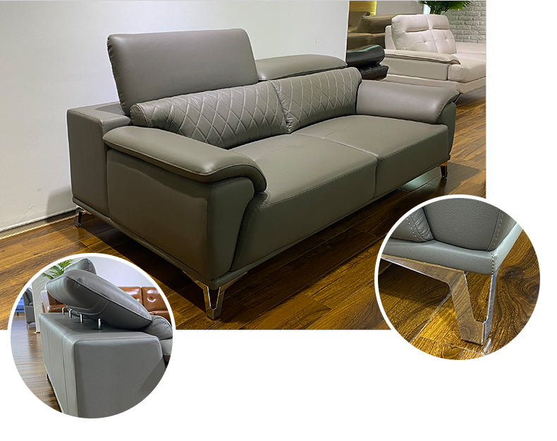 MerryRabbit - 頭層牛皮200cm3位梳化MR-1825 Cow Leather 3 Seaters Sofa with Adjustable Headrest