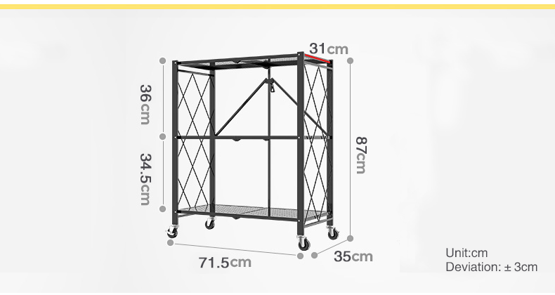 MerryRabbit – 可摺疊收納三層架MR-2000_3 3 Tiers Foldable Metal Storage Rack