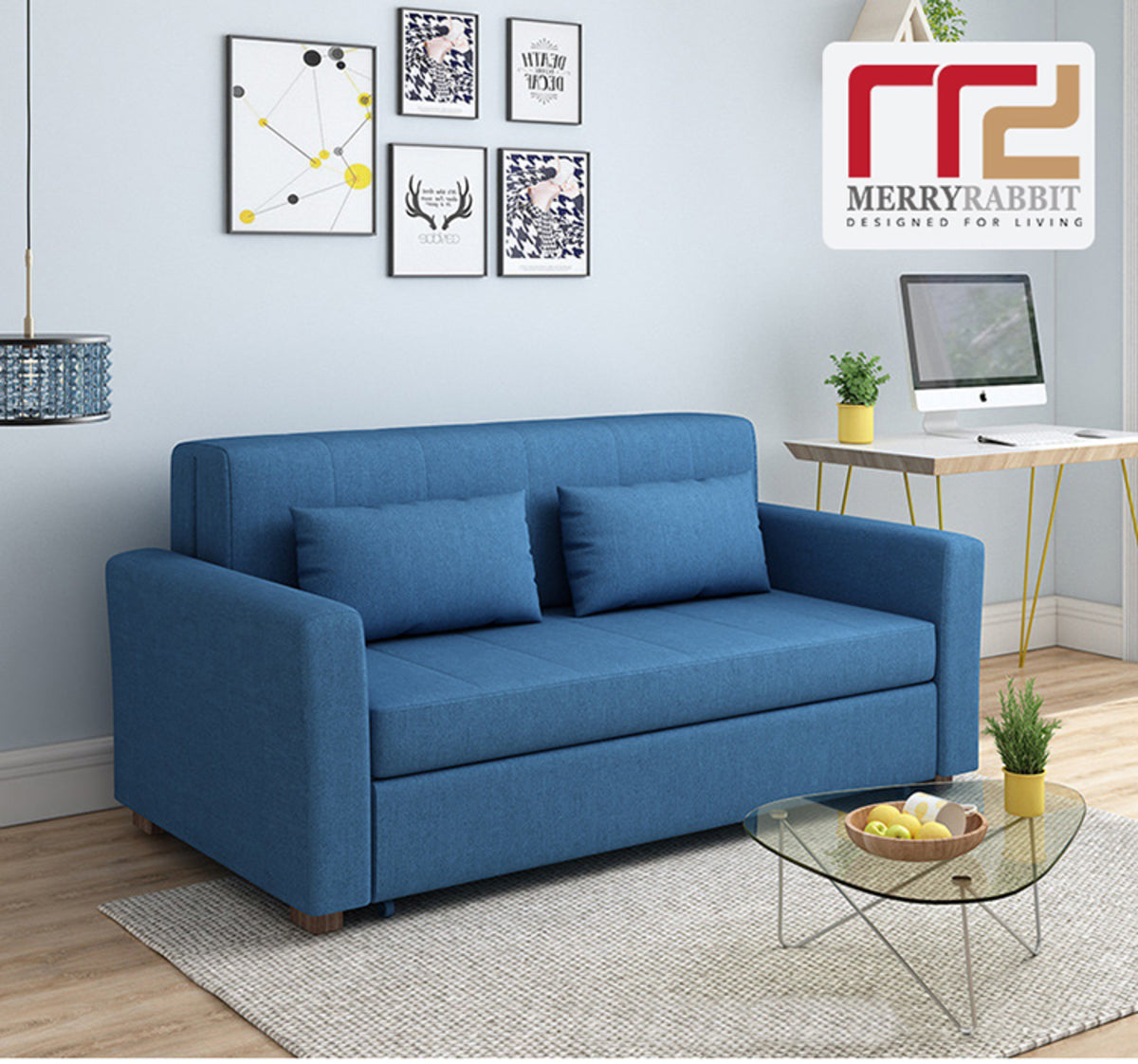 MerryRabbit - 175cm多功能布藝三座位儲物梳化床MR-6019 3 seater Multi - functional fabric Sofa bed with storage 1.75 meter