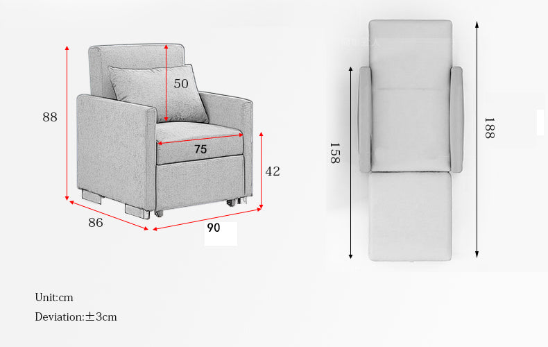 MerryRabbit - 日式多功能單人皮藝梳化床 MR-7296 Single Seater Multi-functional Folding Microfiber Leather Sofa