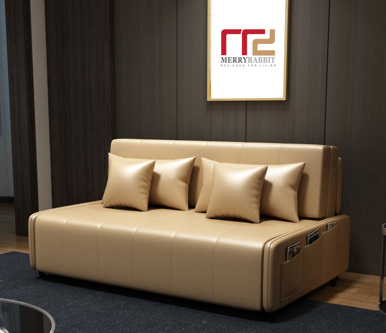 MerryRabbit - 165cm多功能摺疊超纖皮儲物梳化床MR-6059 165cm Multi-functional Foldable Storage Microfiber Leather Sofa Bed