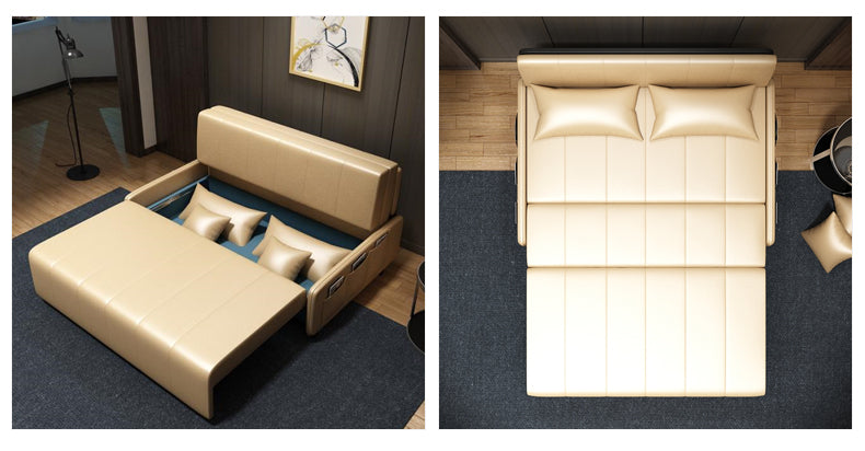 MerryRabbit - 165cm多功能摺疊超纖皮儲物梳化床MR-6059 165cm Multi-functional Foldable Storage Microfiber Leather Sofa Bed