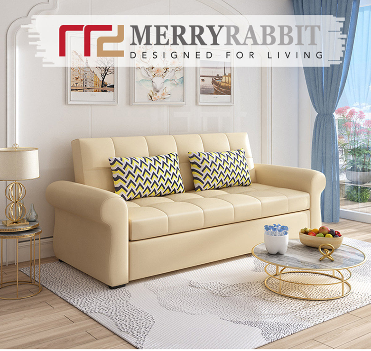 MerryRabbit - 190cm多功能超纖皮三座位活動梳化床MR-7250A 3 seater Multi - functional Microfiber Leather sofa bed