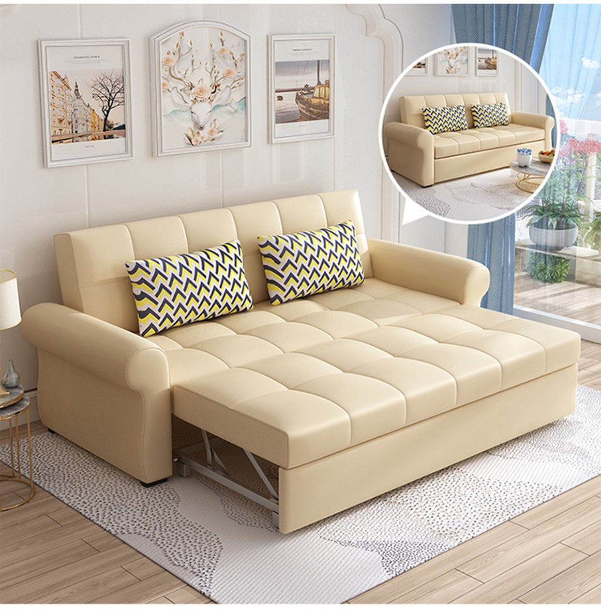 MerryRabbit - 190cm多功能超纖皮三座位活動梳化床MR-7250A 3 seater Multi - functional Microfiber Leather sofa bed