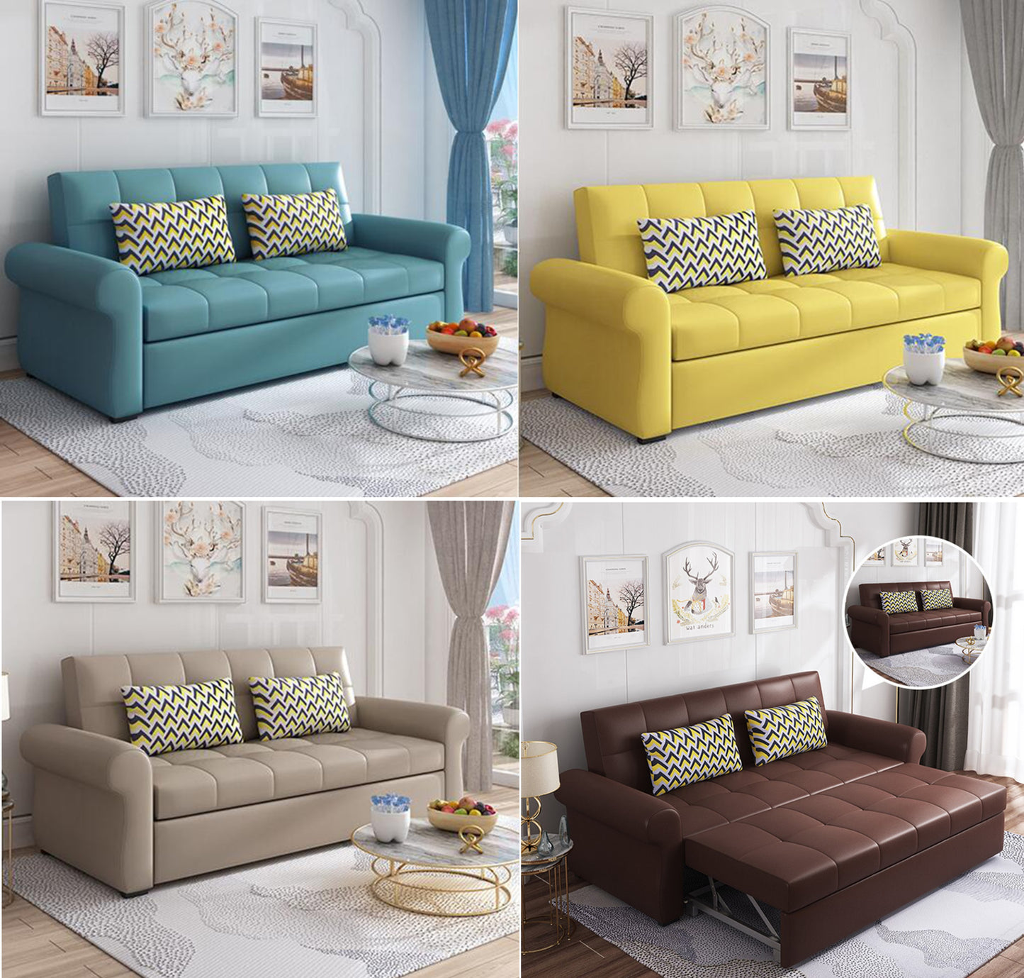 MerryRabbit - 190cm多功能超纖皮三座位活動梳化床MR-7250A 3 seater Multi - functional Microfiber Leather sofa bed