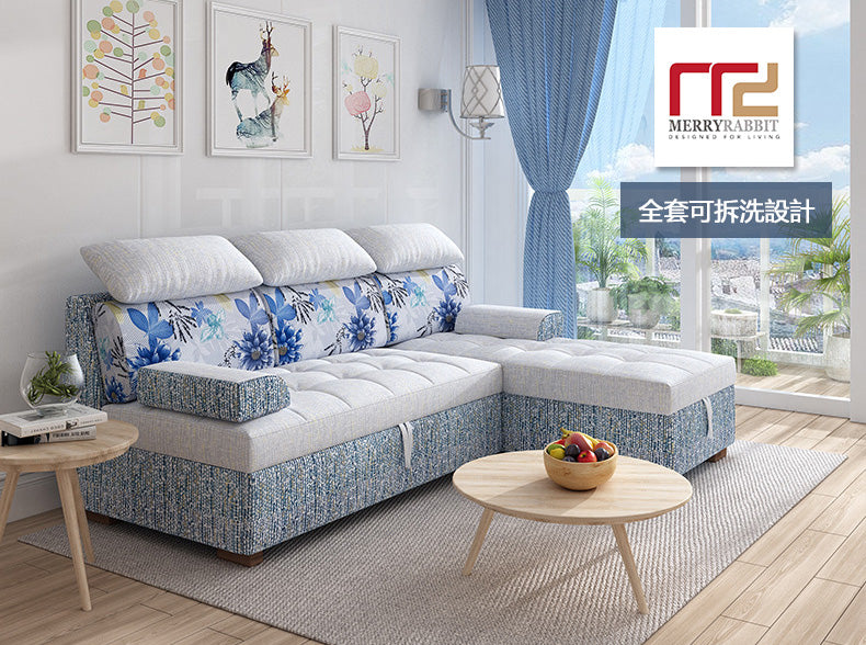 MerryRabbit – 多功能儲物轉角L型貴妃三人位沙發床MR-7289 Multi-functional L-shape Sofa bed with Storage