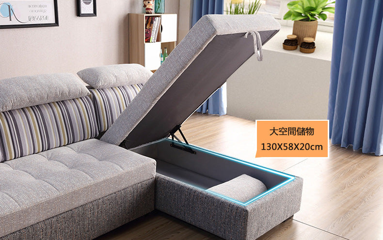MerryRabbit – 多功能儲物轉角L型貴妃三人位沙發床MR-7289 Multi-functional L-shape Sofa bed with Storage