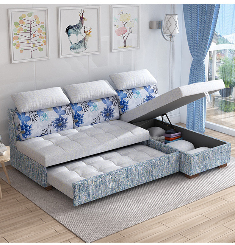 MerryRabbit – 多功能儲物轉角L型貴妃三人位沙發床MR-7289 Multi-functional L-shape Sofa bed with Storage