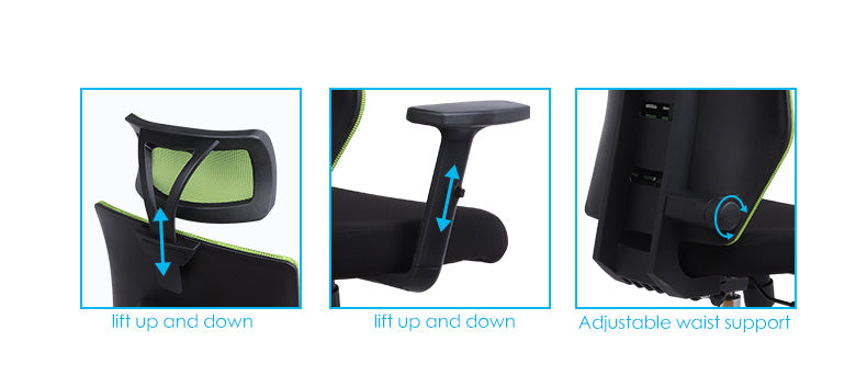 MerryRabbit - 高背活動頭枕網布轉椅電腦椅辦公椅 MR-8026H High Back Mesh Office Chair