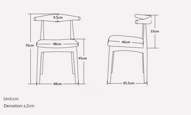 MerryRabbit - 2張實木牛角椅餐椅MR-NJ01 2 Pcs Solid Wood Pu Dining Chairs