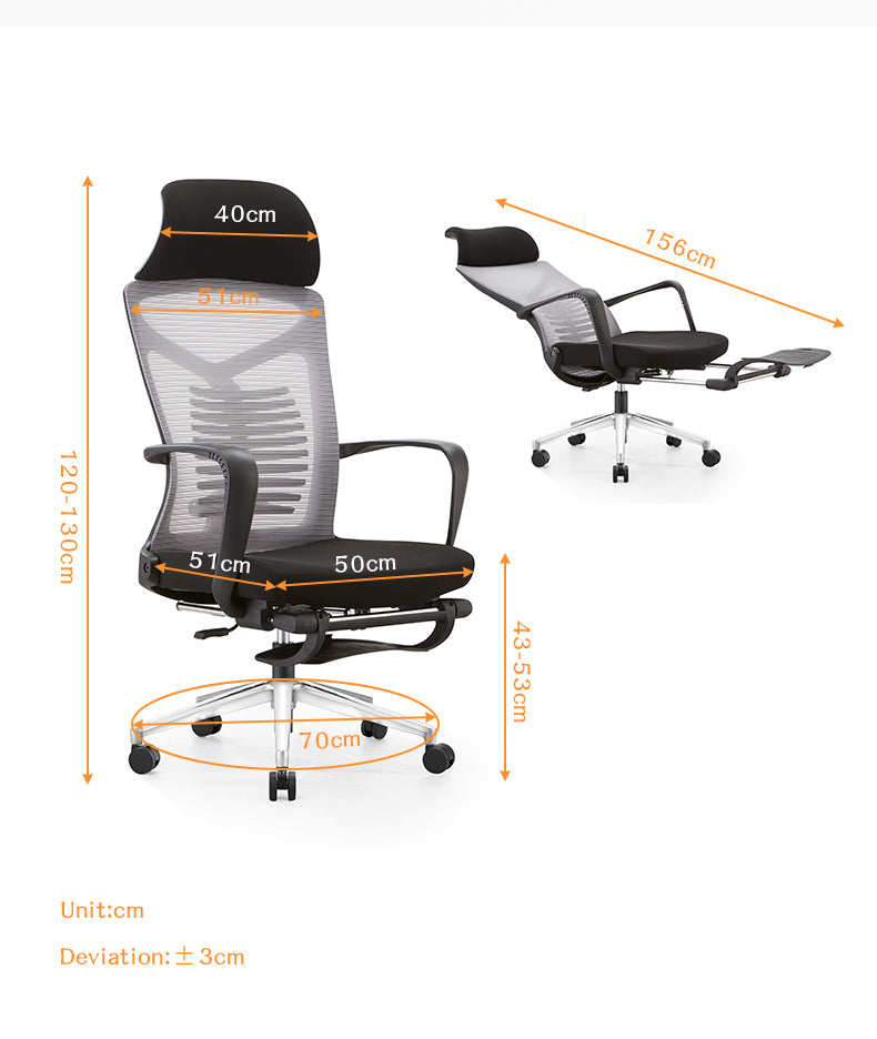 MerryRabbit -網布高背可調節可躺轉椅電腦椅辦公椅大班椅帶腳踏 MR-A61 Mesh Reclining Office Chair High Back Chair with Footrest