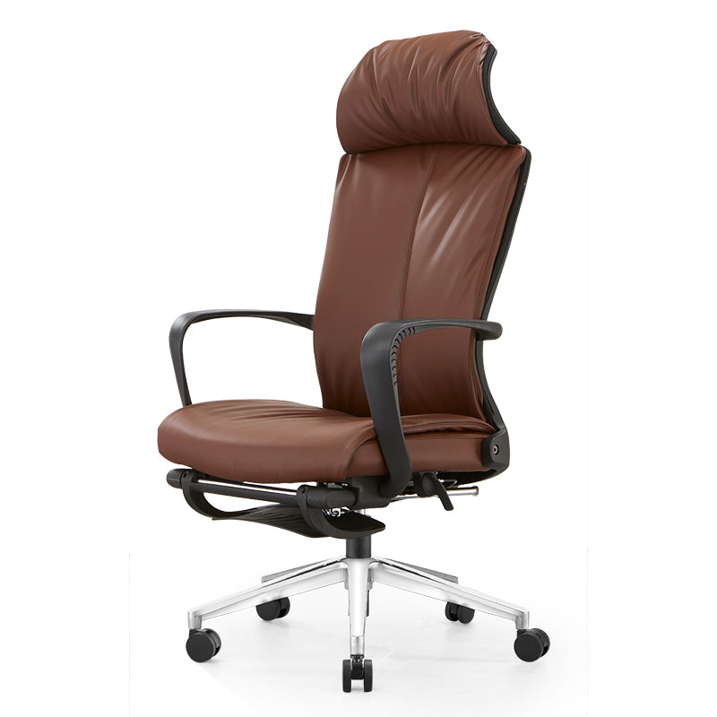 MerryRabbit -牛皮高背可調節可躺轉椅電腦椅辦公椅大班椅帶腳踏MR-A60 Cow leather Reclining Office Chair High Back Chair with Footrest
