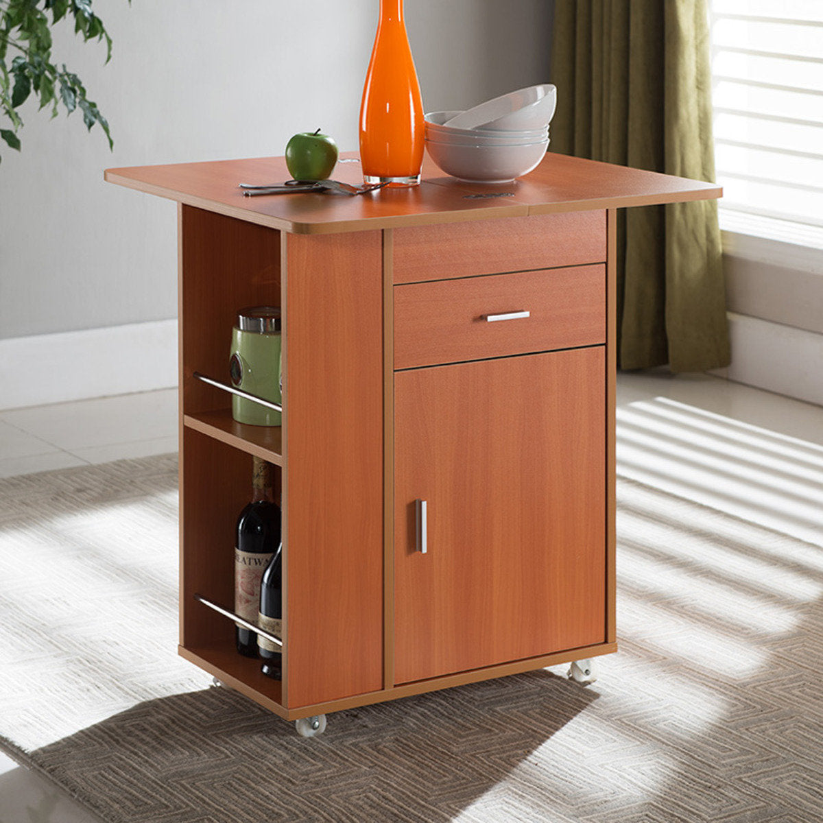 MerryRabbit – 多功能餐車餐桌700# Walnut - Rolling Kitchen Island with Free Delivery