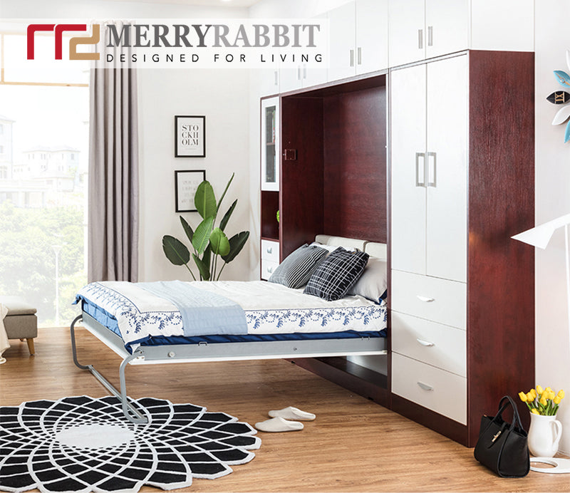 MerryRabbit - 多功能正翻連書桌書架隱形床120cm 單人床 MR-YXC02 Multifunctional WallBed with Foldable Table 120cm single bed