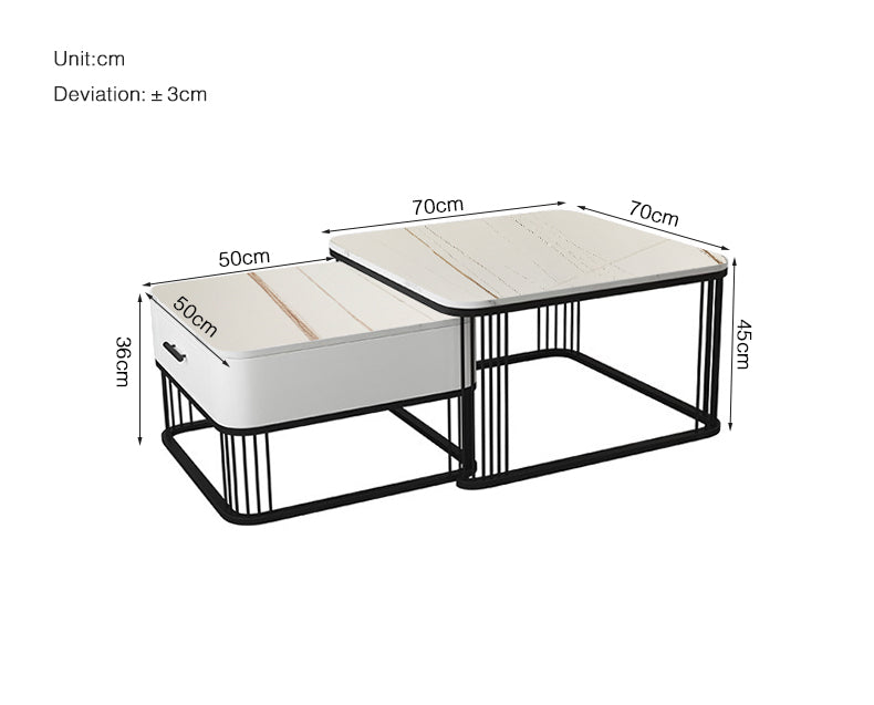 MerryRabbit - 岩板茶幾邊幾套裝MR-7050 Set of 2 Pcs Slate Coffee Table Side Table Set