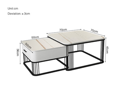 MerryRabbit - 岩板茶幾邊幾套裝MR-7050 Set of 2 Pcs Slate Coffee Table Side Table Set