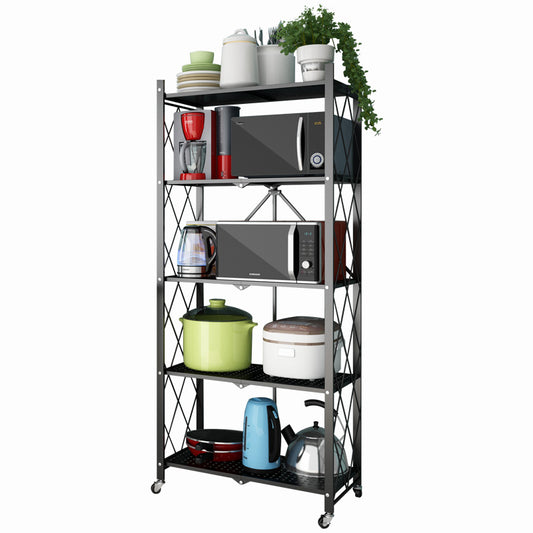 MerryRabbit – 可摺疊收納五層架MR-2000_5   5 Tiers Foldable Metal Storage Rack