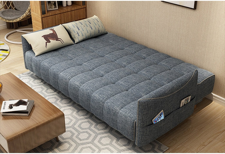 MerryRabbit - 多功能褶疊布藝梳化床有扶手MR-607A Multi-functional folding Fabric sofa bed with armrest