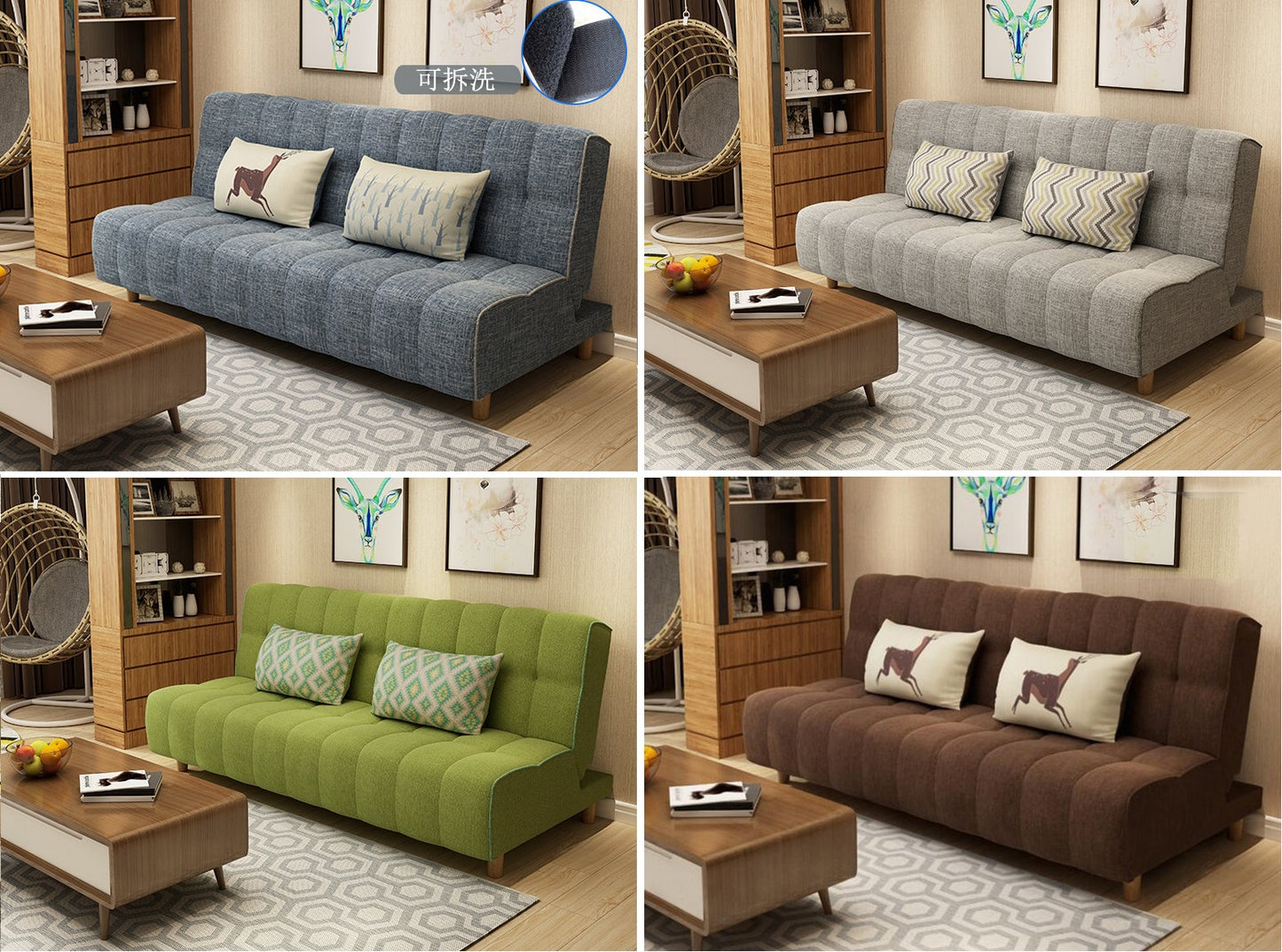 MerryRabbit - 多功能褶疊布藝梳化床MR-607B Multi-functional folding Fabric sofa bed