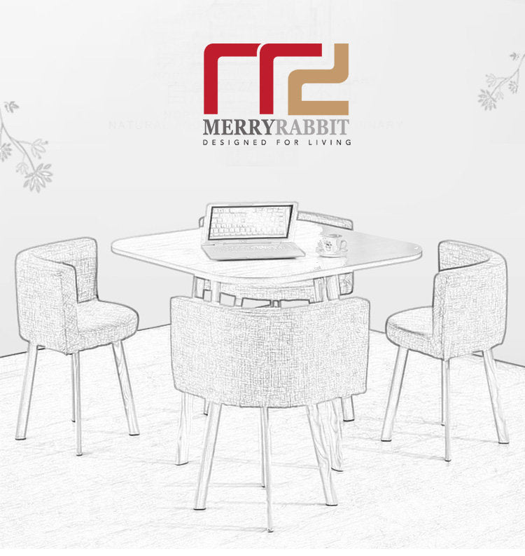 MerryRabbit – 時尚一桌四椅洽談桌餐桌MR-803 1 table with 4 chairs set walnut + grey