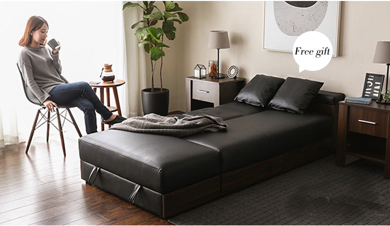 MerryRabbit - PU皮簡約多功能梳化組合MR-SS-001  Multi-functional PU sofa bed with storage ottoman and armrest