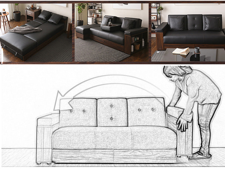 MerryRabbit - PU皮簡約多功能梳化組合MR-SS-001 Multi-functional PU sofa bed with storage ottoman and armrest