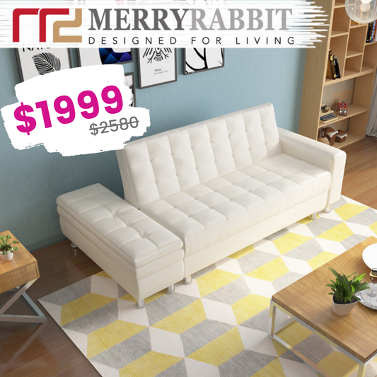 MerryRabbit - 日式小戶型多功能組合PU皮梳化 MR-114 Pu Sofa Bed With Storage Ottoman