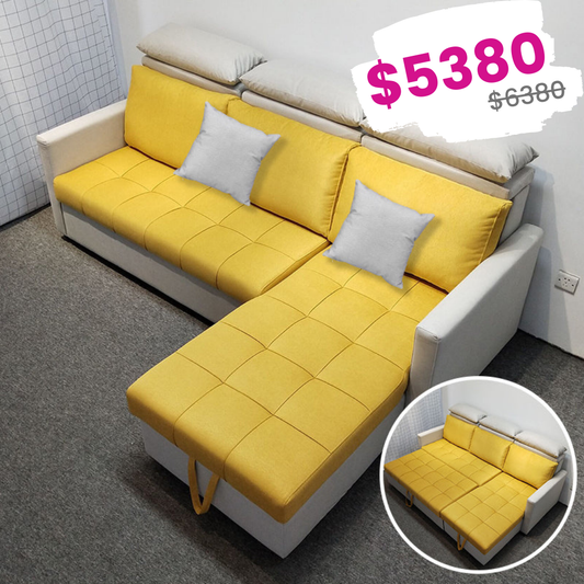 MerryRabbit - 多功能儲物轉角布藝沙發床MR-7358 L-Shape Storage Sofa Bed