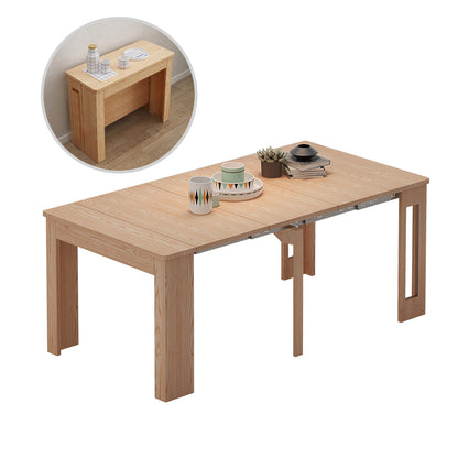MerryRabbit - 實木餐桌家用小戶型伸縮餐桌 橡木色 MR-9920-OAK  Extendable Solid wood Dining Table