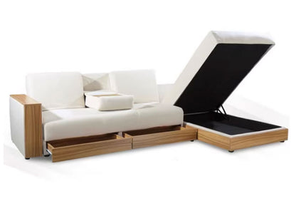 MerryRabbit – 多功能PU儲物梳化床帶貴妃位 MR-226 L-shape multi functional PU storage sofa bed