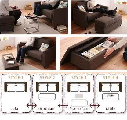 MerryRabbit – 日式多功能雙人位布藝沙發套裝 MR-3114 2 Seaters Fabric Sofa with Moveable Storage Ottoman