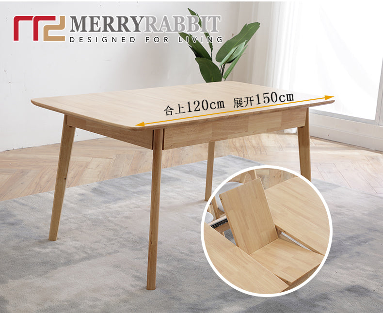MerryRabbit – 實木開合餐桌連四椅子套裝MR-804 Extenable solid wood dining table with 4 chairs